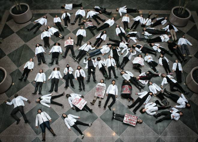 Harvard Medical Students stage "die-in" protest photo by Tamara Rodriguez Reichberg